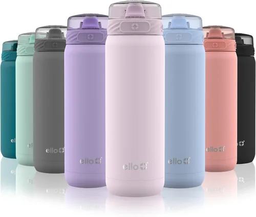 Vista 55 de Ello Cooper Twist - Botella de agua de acero inoxidable de 32 onzas con tapa para beber A prueba de fugas Doble pared y aislada al vacío Asa