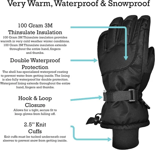 Vista 3 de N'Ice Caps - Guantes de invierno cálidos impermeables para niños con tecnología Thinsulate