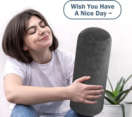 Vista 2 de Remerry 2 fundas de almohada cervical de terciopelo de 16 x 6 pulgadas con cremallera, solo fundas de almohada de cuello redondo, fundas de almohada