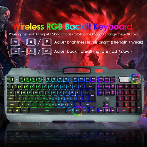 Vista 2 de Teclado y ratón recargables, tapa para tecla suspendida.