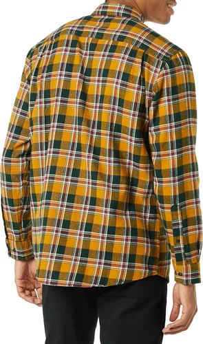 Vista 3 de Tienda Essentials Camisa de franela de manga larga con dos bolsillos para hombre