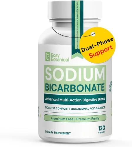 Cápsulas de bicarbonato de sodio para comodidad digestiva y equilibrio alcalino - Fórmula sin aluminio, suplemento de bicarbonato de sodio de