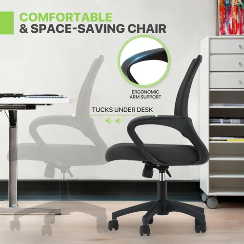 Vista 7 de Magshion Silla ergonómica de escritorio de oficina, silla de computadora de malla con respaldo medio, silla giratoria con respaldo transpirable