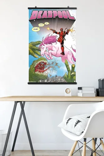 Vista 5 de Trends International Marvel Comics - Deadpool - Póster de pared de unicornio, 22.37 x 34.00 pulgadas, paquete de póster y montaje