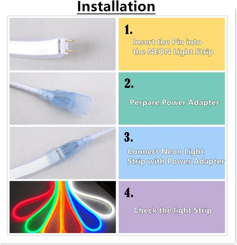 Vista 8 de Tira de luces LED de neón (110 120 V, 60 ledesm, resistente al agua, 5050 SMD, con control remoto)