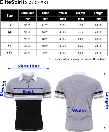 Vista 7 de EliteSpirit Polo de manga corta para hombre, a rayas, casual, con cuello de rugby