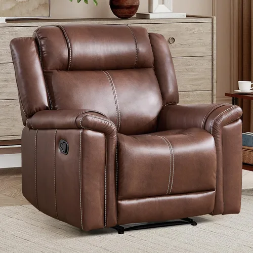 Vista 23 de EBELLO Sofá reclinable de cuero sintético de 3 plazas, sofá reclinable manual, silla de 3 asientos de estilo moderno de mediados de siglo