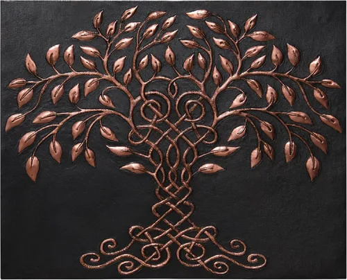 Vista 6 de Protector contra salpicaduras de cocina, protector contra salpicaduras de cocina del árbol de la vida celta, panel de cobre personalizable, azulejos