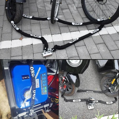 Vista 6 de OKG Cadena de seguridad resistente, 10 pies x 5/16 pulgadas (0.315 in) de grosor, cadena de motocicleta antirrobo y a prueba de cortes con junta