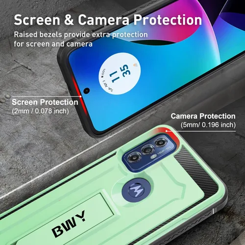 Vista 3 de Funda diseñada para Moto G Play 2023 con protector de pantalla, funda protectora militar resistente para teléfono Moto G Play 2023, soporte