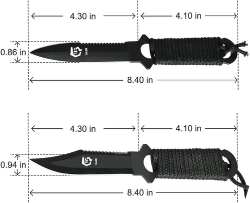 Vista 3 de Cuchillo de buceo con correas para las piernas y funda, extremadamente afilado - Equipo de buceo liviano para pesca con arpón, esnórquel, caza