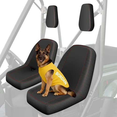 Vista 14 de BORDAN Funda de asiento UTV para Polaris Ranger 500 700 800 2002-2008 (solo asiento delantero), resistente al agua 1680D, protección completa, juego