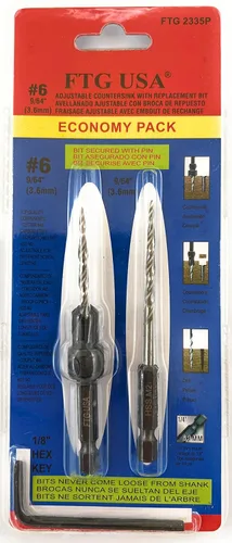 Vista 11 de FTG USA Juego de brocas avellanadoras de madera ajustable, 5 piezas, broca avellanadora #4 #6 #8 #10 #12 con broca cónica para carpintería