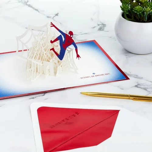 Vista 2 de Hallmark Tarjeta de cumpleaños desplegable de Spider-Man (Alguien Increíble Como Tú) Tarjeta 3D Signature Paper Wonder