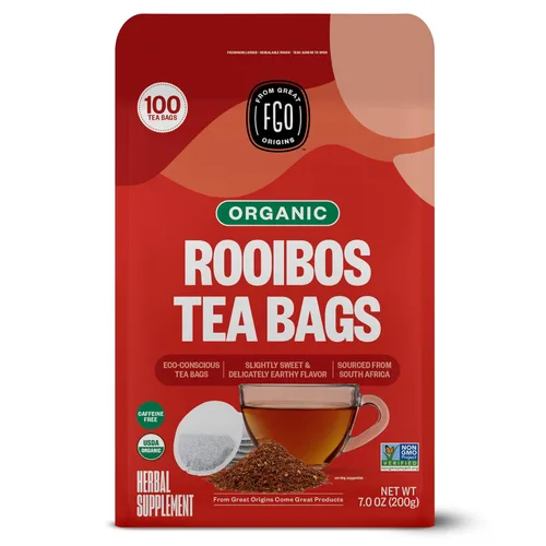Vista 47 de FGO Té orgánico de Ashwagandha, 100 unidades, bolsitas de té de hierbas ecológicas, bolsa resellable, sin cafeína, el embalaje puede variar