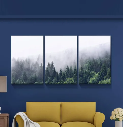 Vista 155 de Denozer - Lienzo decorativo para pared de 3 piezas - Paisaje con arte de pared inspirador para sala de estar, decoración moderna del hogar, estirado