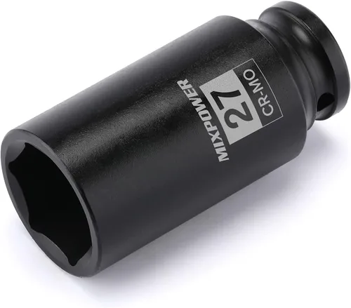 Vista 27 de MIXPOWER Zócalo de impacto poco profundo de 1/2", CR-MO, 1-1/4", 6 puntos, diseño de esquina de radio, tuerca de eje de grado de impacto para fácil