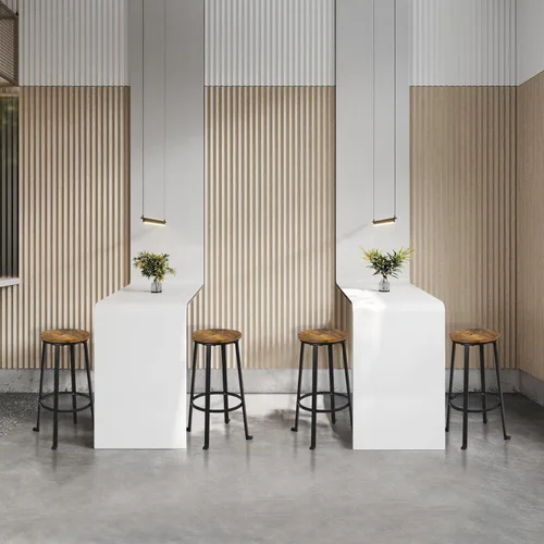 Vista 22 de Yaheetech Juego de 2 taburetes de bar de 24 pulgadas de altura de mostrador, sillas de bar altas industriales, taburetes redondos sin espalda