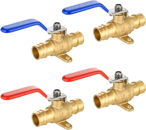 Vista 15 de Paquete de 2 EFIELD Válvula de bola de latón de cierre completo de puerto completo de expansión de Pex A de 1/2 pulgada con oreja caída, rojo
