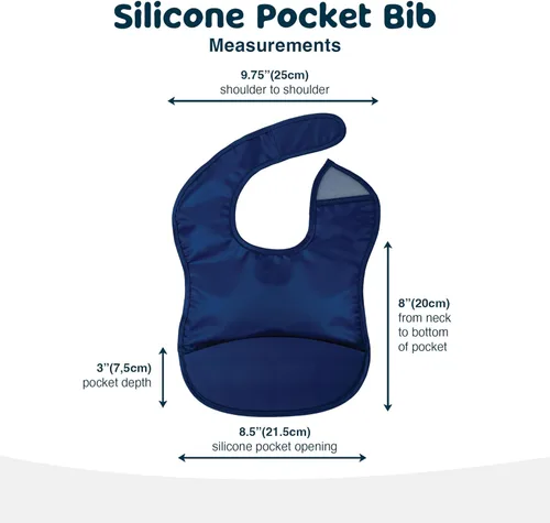 Vista 5 de Tiny Twinkle Baberos de bolsillo de silicona, impermeables, que atrapan los alimentos, a prueba de desorden para bebés de 6 a 24 meses, niños Pequeño