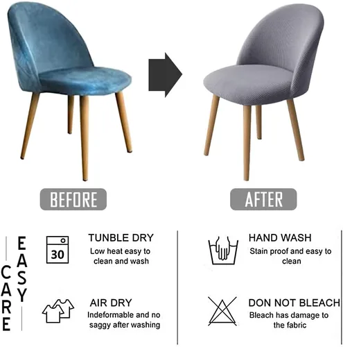 Vista 4 de XMNTG Juego de 4 fundas elásticas de jacquard gris para silla de comedor, con respaldo curvado, fundas para silla de acento modernas de mediados