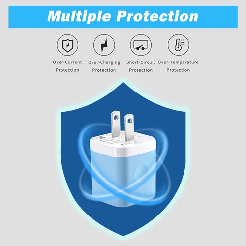 Vista 5 de X-EDITION Cargador de pared USB, paquete de 4 unidades de 2.1 A de doble puerto USB, adaptador de corriente, enchufe de carga, bloque de carga, cubo