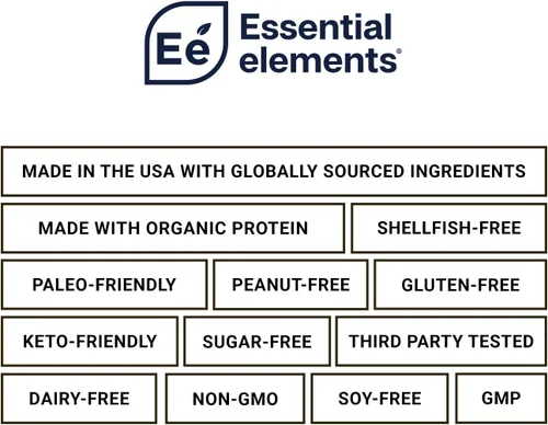 Vista 5 de Essential Elements Polvo de proteína orgánica a base de plantas, sabor cremoso a chocolate, vegano, con tarifa de azúcar y apto para dieta