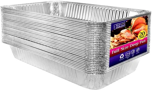 Vista 8 de Sartenes de aluminio tamaño completo, bandeja grande desechable para asar y hornear, sartenes de papel de aluminio profundo de 21 x 13 pulgadas