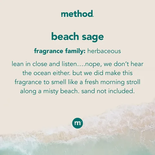 Vista 3 de Method Detergente líquido para lavandería; aroma a salvia de playa, removedor de manchas; 66 cargas por botella de 53.5 onzas; (paquete de 1)