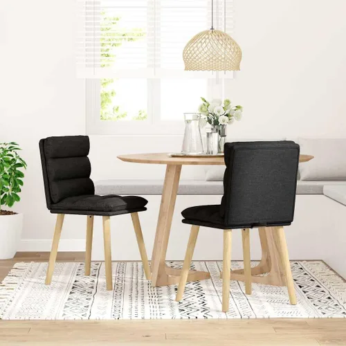 Vista 2 de Modern Dining Chairs Set of 2 Black Fabric Upholstered Kitchen Chairs with Foam Cushion, Rubber Wood Frame for Dining Room Living Room Farmhouse