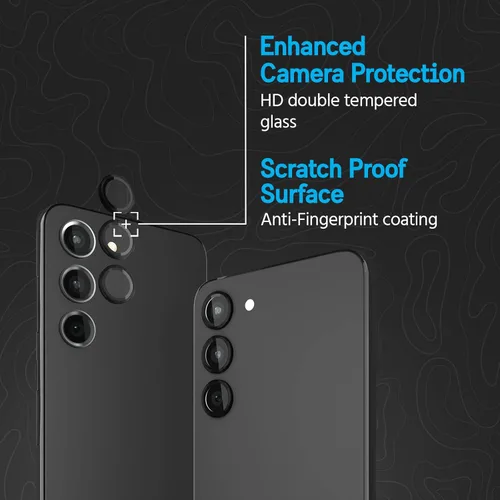 Vista 2 de Pelican Samsung Galaxy S23 Plus/Samsung Galaxy S23 Protector de lente de cámara con anillos de metal - Vidrio templado 9H - Resistente a