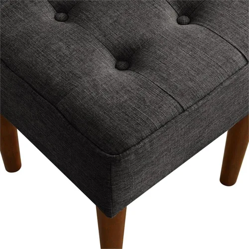 Vista 5 de Elle Decor Aria - Taburete otomano tapizado para alimentos con estilo clásico con botones, asiento adicional para el hogar moderno, tamaño compacto