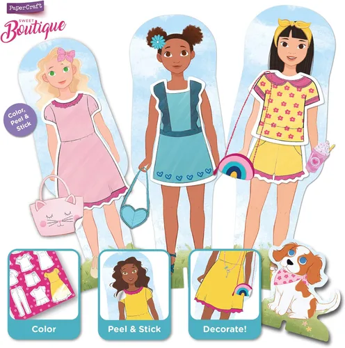 Vista 2 de Educational Insights PaperCraft Sweet Boutique, muñecas de papel, juguete boutique de moda, a partir de 3 años
