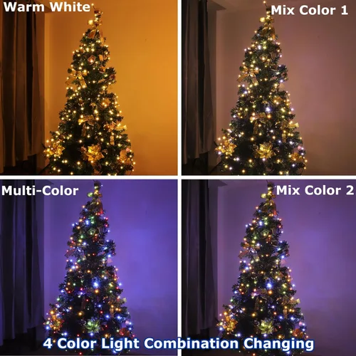 Vista 2 de Luces de cadena LED de hadas que funcionan con baterías, 11 modos de luz, cable verde oscuro, decoración de fiesta de jardín de Navidad