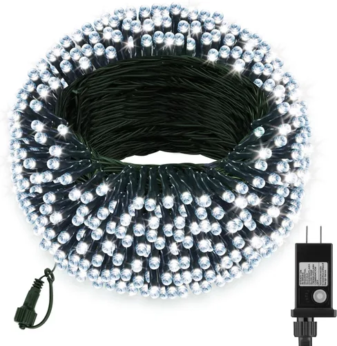 Vista 11 de Tira de 200 luces LED de Navidad de 66 pies con temporizador, cadena de luces parpadeantes con 8 modos intermitentes para interiores, dormitorio