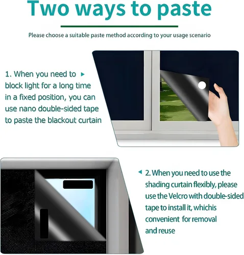 Vista 6 de Cortinas opacas portátiles de 118 x 57 pulgadas, persianas opacas para ventanas con cintas de gancho y bucle, cortinas de ventana 100% opacas