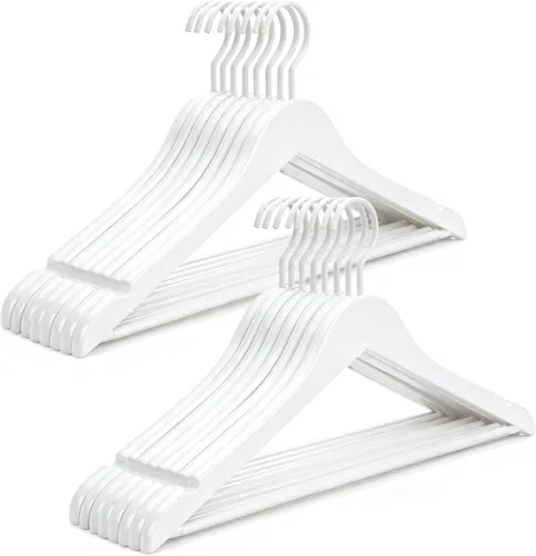 Vista 11 de TOPIA HANGER - Juego de perchas de madera premium, perchas de madera de lujo boutique con gancho extra grueso y barra antideslizante para Negro