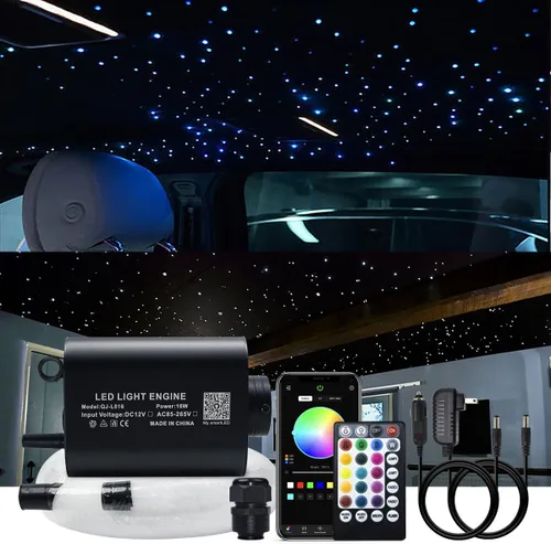 AKEPO Kit de luces de techo de estrella de fibra óptica de 16 W, control por aplicación para automóvil y hogar, hilos de cable de fibra óptica, 150