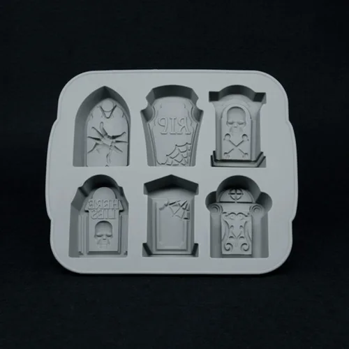 Vista 3 de Bandejas de silicona para cubitos de hielo, molde de lápida de Halloween RIP para hielo, dulces, pasteles, jabón