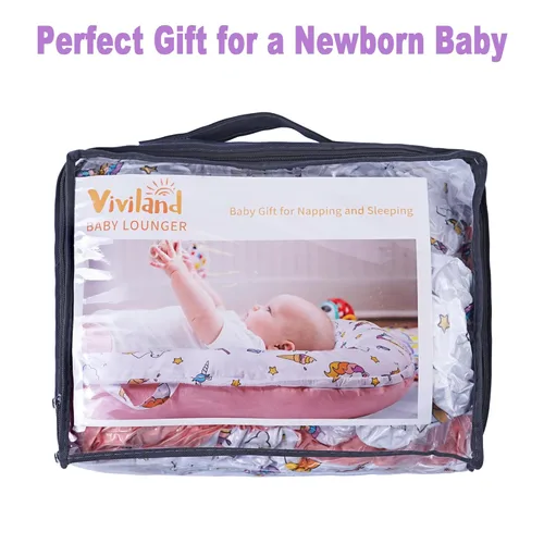 Vista 8 de Viviland Tumbona para bebé Snuggle Me, adecuada para recién nacidos de 0 a 24 meses, mariposa