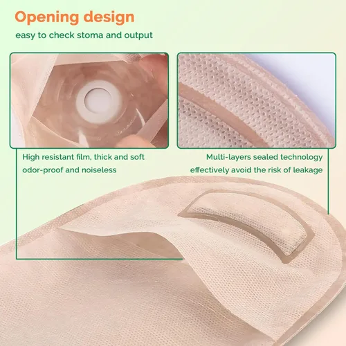 Vista 4 de 20 bolsas de colostomía de una pieza, suministros de ostomía, corte máximo de 2.362 in para adaptarse a bolsas drenables con cierre para ileostomía