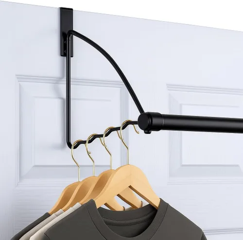 Vista 4 de HOLDN' STORAGE Percha para colgar sobre la puerta – Perchas para puerta – Ahorro de espacio diseñado para dormitorio y baño – Ideal para ropa y Negro