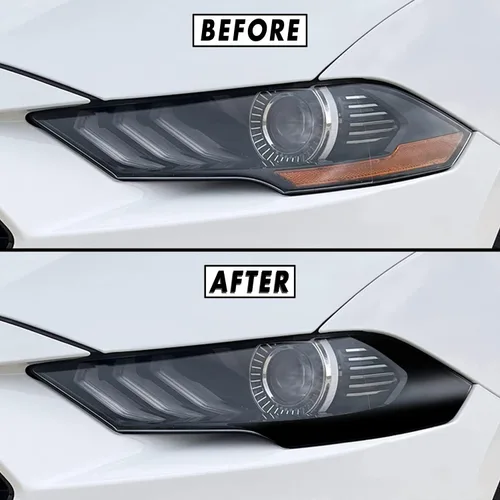 Vista 6 de SlickMod Vinilo precortado de humo claro al 35% de la marca para faros delanteros y faros Ford Mustang 2018-2021