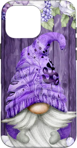 Vista 19 de Cute Purple Aesthetic Anemones Flower Pattern Lavender Gnome Case for iPhone 17