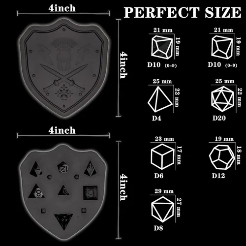 Vista 3 de DND - Molde de dados para fundición de resina, moldes de dados de silicona D&D de borde afilado con kit de 36 piezas de fabricación de dados, moldes