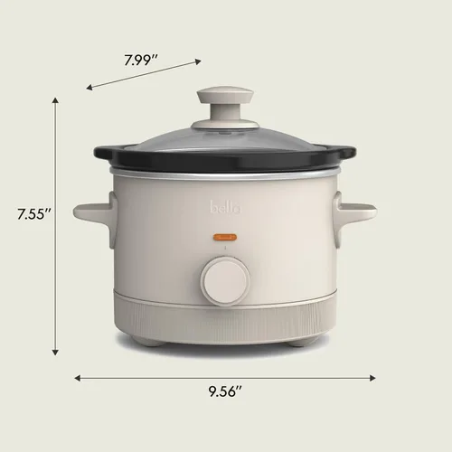 Vista 8 de BELLA Olla de cocción lenta de 1.5 cuartos de galón con control manual de 3 niveles de calor, revestimiento antiadherente de cerámica, olla de gres