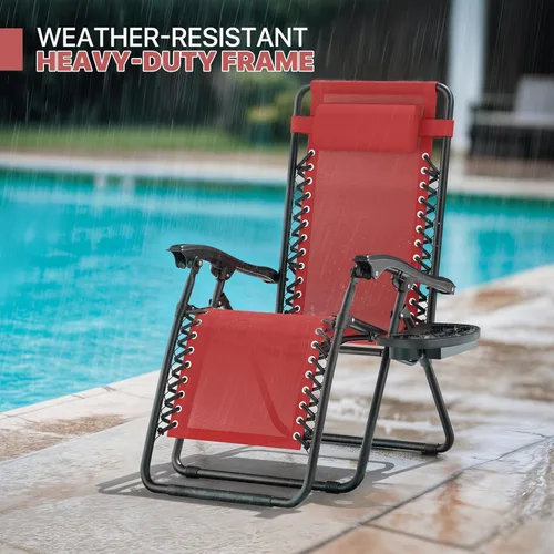 Vista 49 de Magshion Zero Gravity - Juego de 2 sillas reclinables para patio al aire libre con bandeja lateral, reclinables ajustables antigravedad