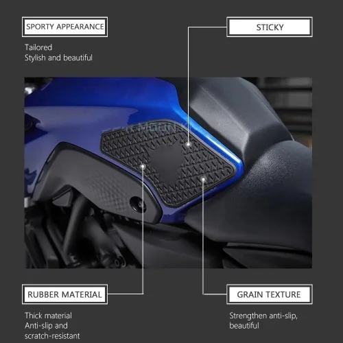 Vista 6 de Tank Pad Sticker for Yam&aha MT07 2021-2023 Motorcycle Fuel Tank Pad Stickers Anti Slip Rubber