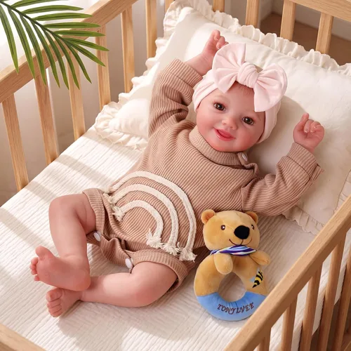 BABESIDE Muñecas de bebé Reborn para nutrir el juego de simulación, muñeca realista de 17 pulgadas, cuerpo de tela suave, regalo para hermanas