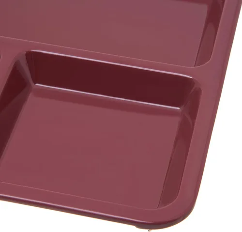 Vista 3 de Carlisle FoodService Products Bandeja de Cafetería / Comida Rápida para Mano Derecha de 4 Compartimentos, 8.5" x 11", Arándano Rojo Oscuro